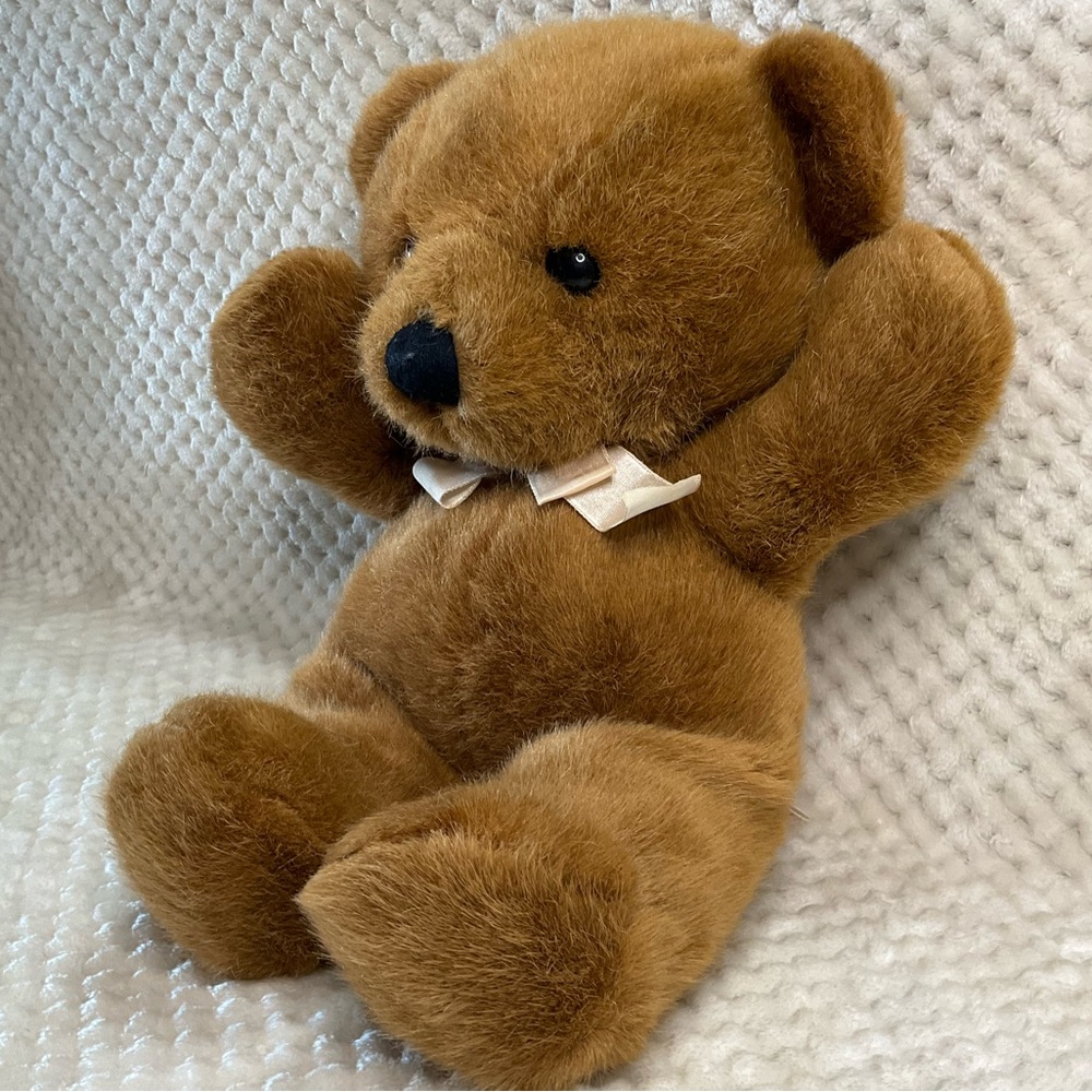 DAKIN Vintage 1979 Plush Cuddles Brown Teddy Bear with Bow Stuffed Animal Toy 🧸